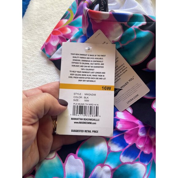 Maxine of Hollywood Floral Swim Top - Black, Blue, Pink - Picture 6 of 7